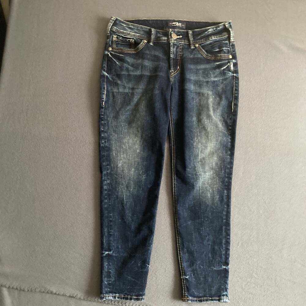 Silver Jeans Co. Suki Skinny Crop Jean Womens 31/25 Blue Denim Curvy Fit Stretch